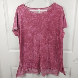Green Tea Women's L Soft Velour Velvety Pink Tunic Top Tee Shirt